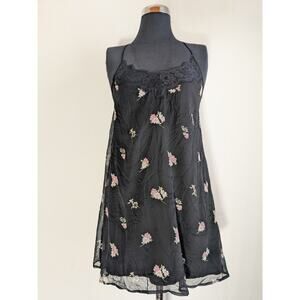 Abercrombie & Fitch Women's Mini Shift Dress Black Floral Spaghetti Strap Sz XXS